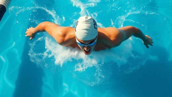 Open water swimming strategies: swimmer practicing backstroke.