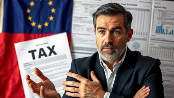 Unrealized Capital Gains Tax concept with serious man and documents.