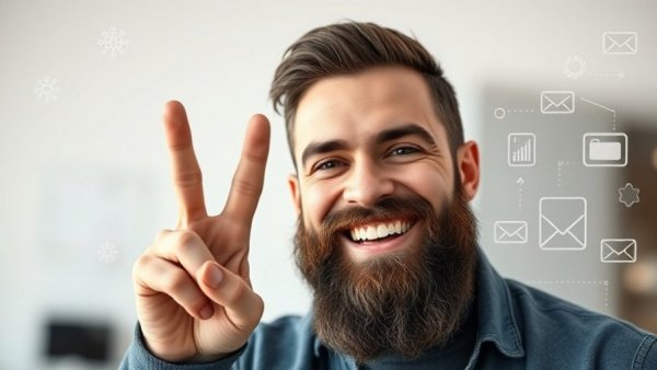 Cheerful man highlighting Home Assistant Features 2026.3 with three fingers.