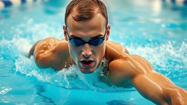 Determined swimmer during 100m breaststroke at 2026 TYR Pro Swim Series.
