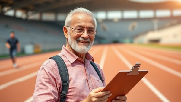 Plan a Middle School Track Season concept with man holding clipboard on track.