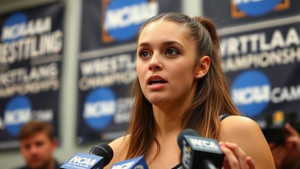 NCAA Wrestling Champion speaking at press conference