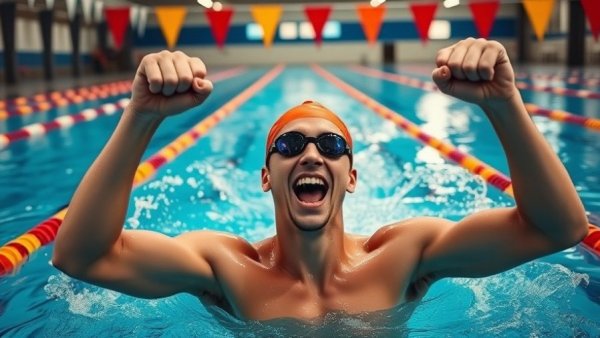 2026 TYR Pro Swim Series swimmer celebrating in pool.