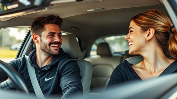 Jordan Anthony 10 for 10 discussion with young man and woman in car.