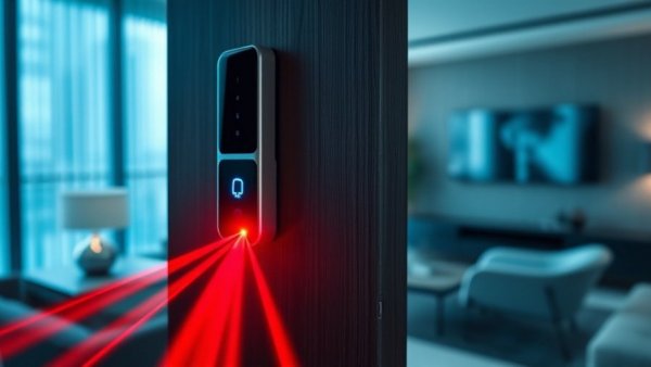Advanced smart lock with laser feature inside modern room