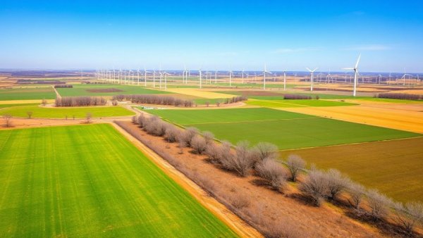 Expansive wind farm under blue sky showcasing ESG investing trends.