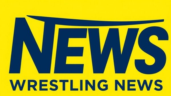 Wrestling news logo on a bright yellow background.