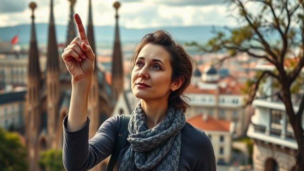 Relocation tips to Spain illustration with thoughtful woman.