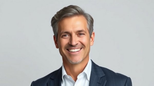 Mature man with glasses smiling confidently in professional attire.