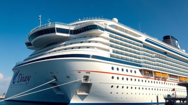 Disney Fantasy cruise ship docked at Lookout Cay, grand ship view.