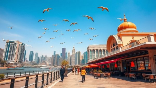 Doha cityscape with birds and café: When Qatar is your home