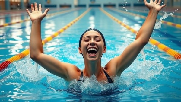 NCAA Women's Championships 200 Medley Relay swimmer celebrating
