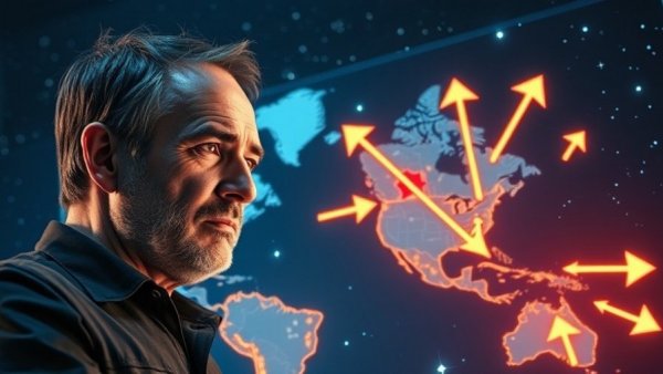 Escape the USA Before the War Comes to You concept with person and map.