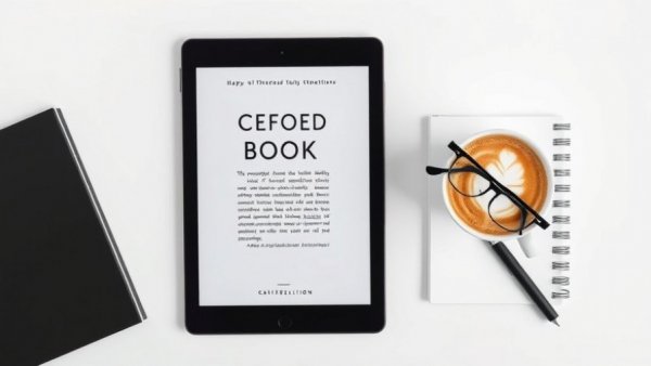 Minimalist coffee and glasses on tablet cover.