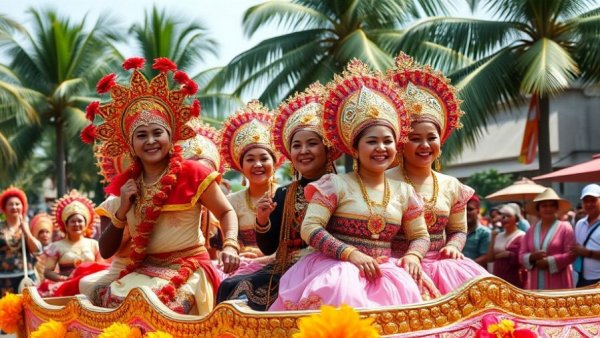 Best Things to Do in Laos in April: Festive parade with ornate costumes.