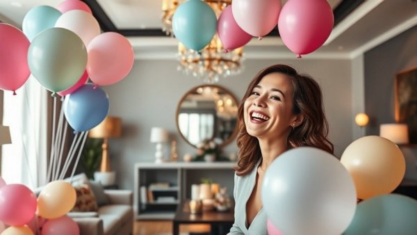 Trendy birthday room decor ideas with balloons and decor.