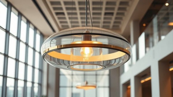 Modern light fixture illuminating contemporary home interior.