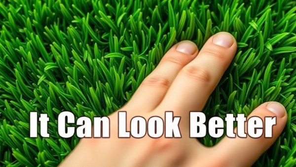 Close-up of hand on artificial grass for low maintenance landscaping ideas in Raleigh NC.