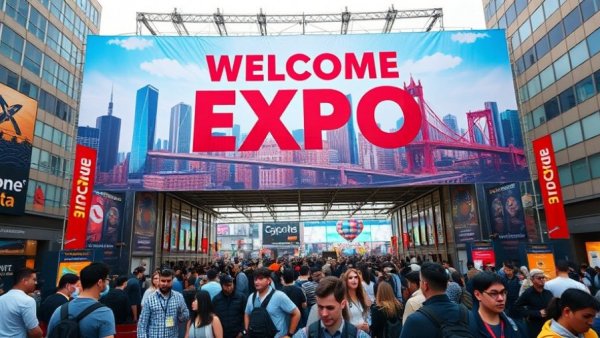 Welcome banner at New York Build Expo entrance.