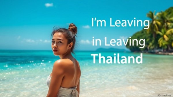 Reflective woman on a Thai beach with text 'Why I'm Leaving Thailand'.