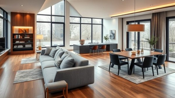 Cozy traditional interior design ideas, modern living and dining area in Raleigh NC.