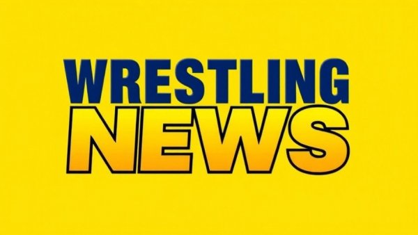 Bold wrestling news logo on yellow background, AEW Sunday Collision.