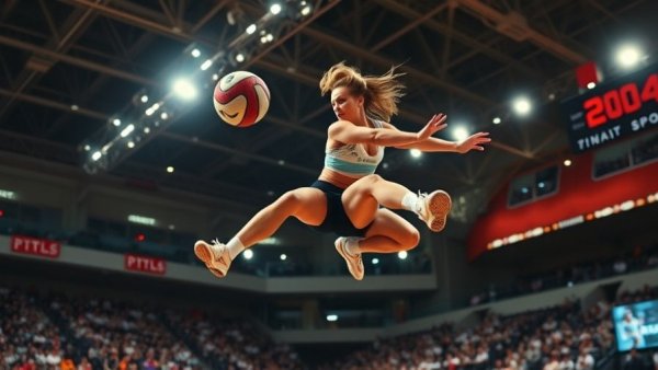 Athlete competing in World Indoor Pentathlon long jump event.