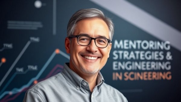 Mentorship in engineering graphic with professional portrait.