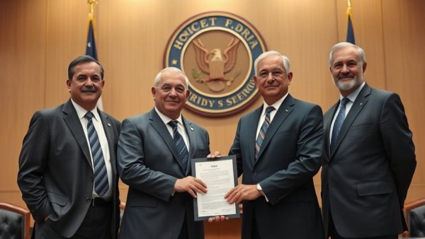 Ohio power generation project meeting with group of four men in official setting