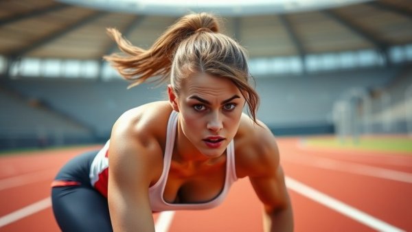 Melissa Jefferson-Wooden Olympic Journey athlete in starting position.