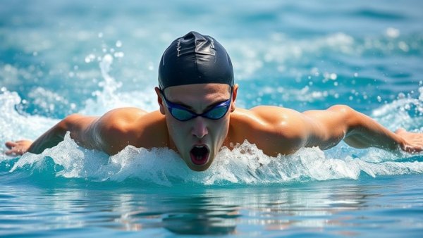 Competitive swimmer in Open Water World Cup race