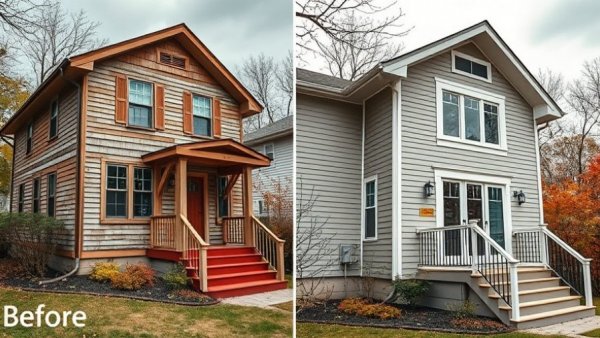 Before and after home renovation transformation.