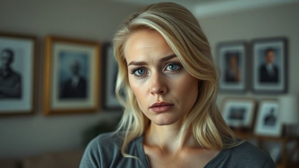 Concerned woman discussing the importance of NIE in Spain in a home setting.