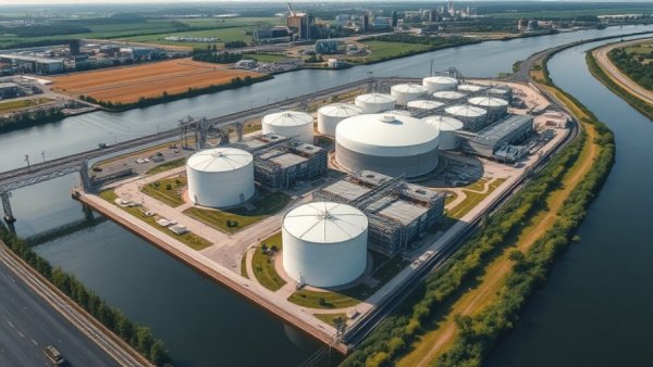 Aerial industrial complex showcasing European decarbonization innovations