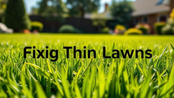 Fix a thin spring lawn with vibrant grass tips under sunlight.