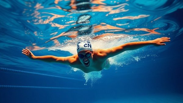 Underwater swimmer practicing drills to fix freestyle rotation.
