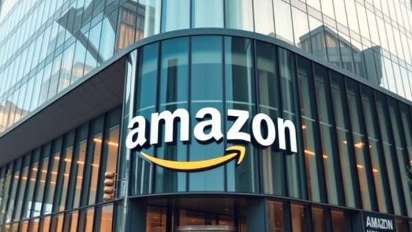 Amazon building exterior showcasing company logo on facade.