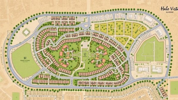 Halo Vista $7B mixed-use development architectural plan detailing roads and zones.