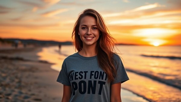 Jordyn Kendler commits to Army swimming team by the beach at sunset.