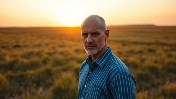 Retiring in Thailand: Man embracing sunrise in tranquil field.