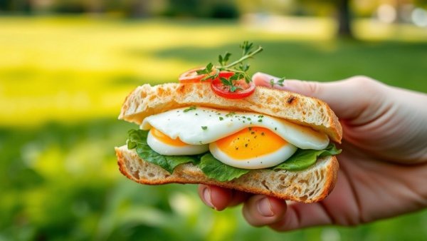 Delicious egg sandwich with herbs, best egg sandwiches in Qatar.