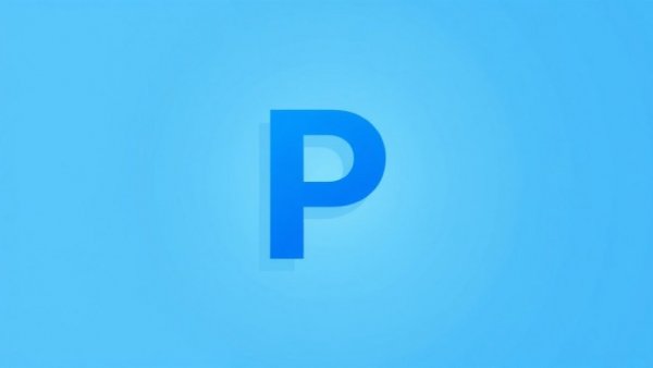 Minimalist blue letter P design on light blue background