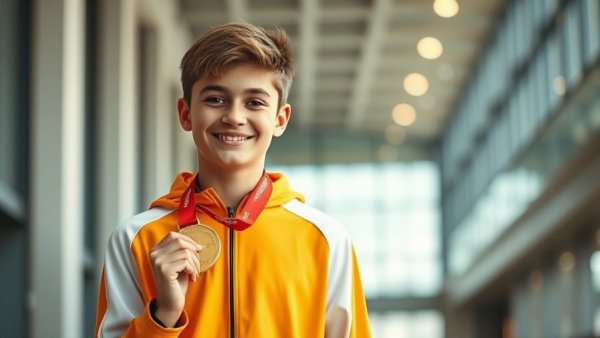 Matilda Hruby Pan American Championship winner smiling with a medal indoors.