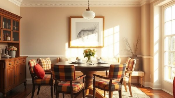 Elegant dining room with Easter home decor tips, cozy atmosphere.