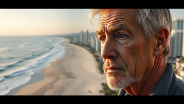 Living in Sam Roi Yot: man pondering beach and city life contrasts.