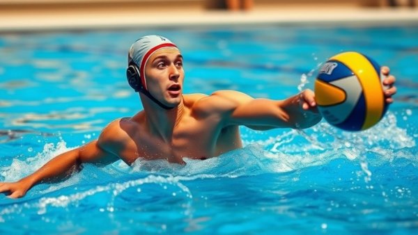 World Cup Division I Water Polo match with player in action.