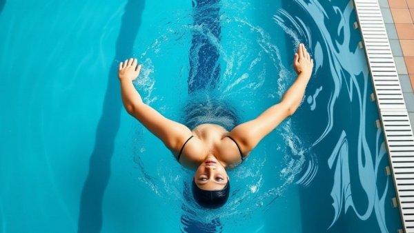Female swimmer showing incorrect shoulder alignment in a pool.