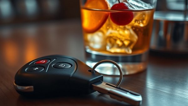 Car key with cocktail on table, concept related to federal surveillance technology in cars.