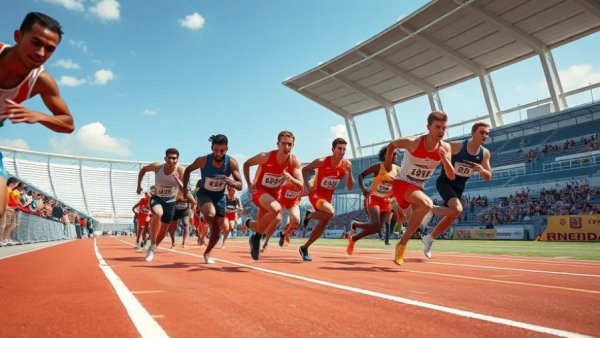 Athletes competing in a track event showcasing the fastest high school time.