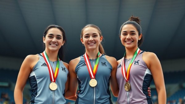 Athletes displaying medals at 2026 Cairo World Cup results ceremony.